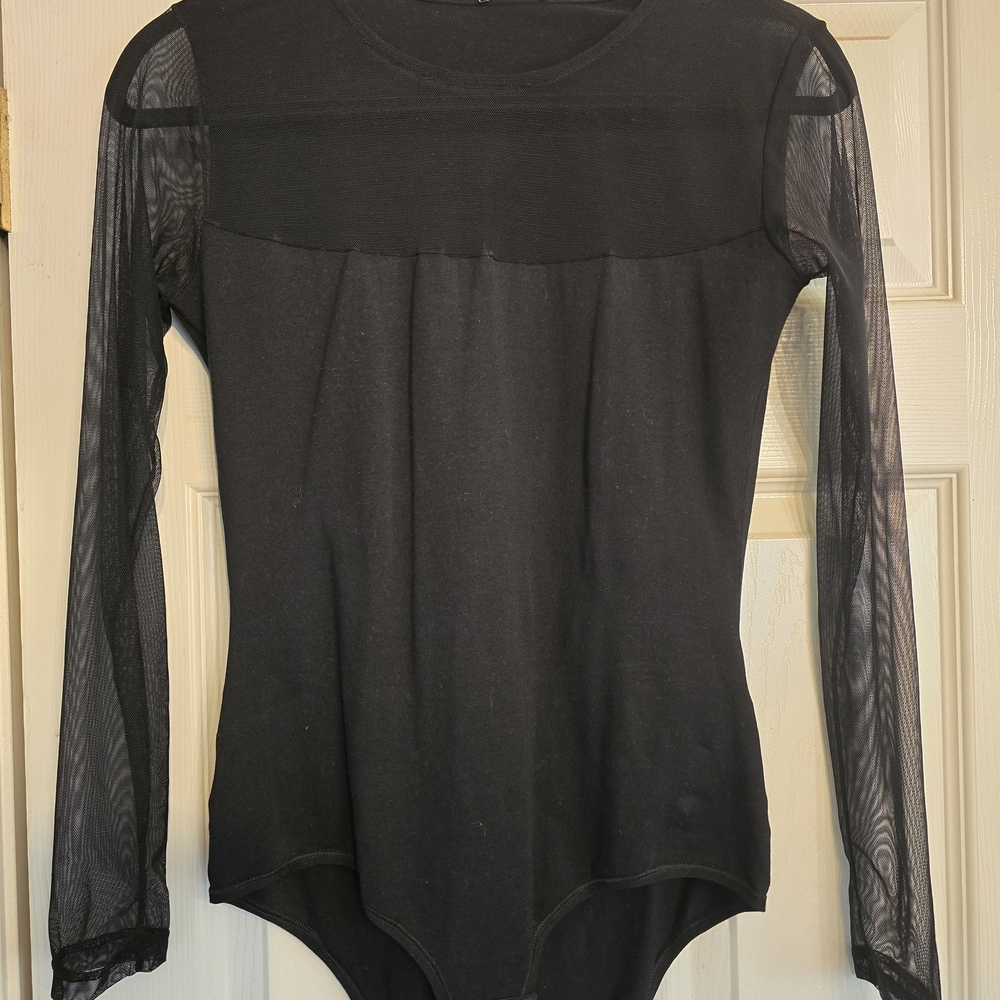 Jade Black Sheer Sleeve Bodysuit